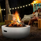 Outsunny 24" Outdoor Fire Pit with Stone Effect, Wood-burning Firepit Fireplace with Spark Screen and Poker for Backyard, Grey | The Comfy Couch Canada