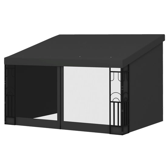 Outsunny Wall Pergola 10x13 ft Outdoor Gazebo with Curtains Nettings UV Resistant for Patio Deck | The Comfy Couch Canada