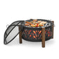 Outsunny 31" Outdoor Fire pit, 2-in-1 Wood Burning Fire Pit Brazier with Lid, BBQ Grill, Poker for Backyard, Camping, Black | The Comfy Couch Canada