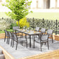 Outsunny 9 Pieces Patio Dining Set with Easy Clean Tabletop, 8 Stackable Chairs, for Garden, Backyard, Poolside, Deck, Grey | The Comfy Couch Canada