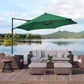 Outsunny Rotating Refuge: Offset Patio Umbrella 8.5FT with 360° Rotation, Cantilever Hanging Sun Shade Outdoor Shelter, Green Canopy | The Comfy Couch Canada