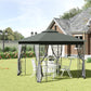 Outsunny 10x10 Steel Patio Gazebo Soft-Top Sun Shelter with 2-Tier Roof & Curtain Sidewalls in Grey | The Comfy Couch Canada