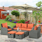 Outsunny 6 Pieces Patio Wicker Sofa Sets, Outdoor Sectional Furniture Set, Include 3-Seat Sofa, 2 Adjustable Recliners, 2 Footstools | The Comfy Couch Canada