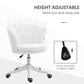 HOMCOM Adjustable Height Study Chair, Mid Back Berber Fleece Office Chair with Swivel Wheels for Living Room, Study, White | The Comfy Couch Canada