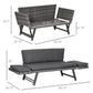 Outsunny Convertible Rattan Sofa Bed Chaise Lounge Wicker Loveseat Armchair Double Seat with Cushion All Weather Patio Furniture Grey | The Comfy Couch Canada