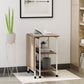 HOMCOM Folding Study Desk Storage Shelves Laptop Table Home Office Workstation 6 Wheels Natural | The Comfy Couch Canada