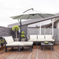 Outsunny 9.7ft Offset Patio Umbrella Cantilever Parasol with Crank Handle 8 Ribs and Cross Base for Outdoor Sun Shade Cream | The Comfy Couch Canada