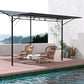 Outsunny 10x8ft Patio Metal Gazebo with Extendable Side Awning, Outdoor Shelter Shade Canopy Deck Awning, Dark Grey | The Comfy Couch Canada