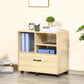 Vinsetto Lateral File Station: Mobile Cabinet with Printer Stand for Letter/Legal File & Office Supply Storage, Natural | The Comfy Couch Canada