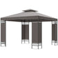 Outsunny 10 x 10 FT Canopy Gazebo, Double Roof Patio Gazebo with Screen Panels and Metal Frame for Deck, Backyard, Khaki | The Comfy Couch Canada