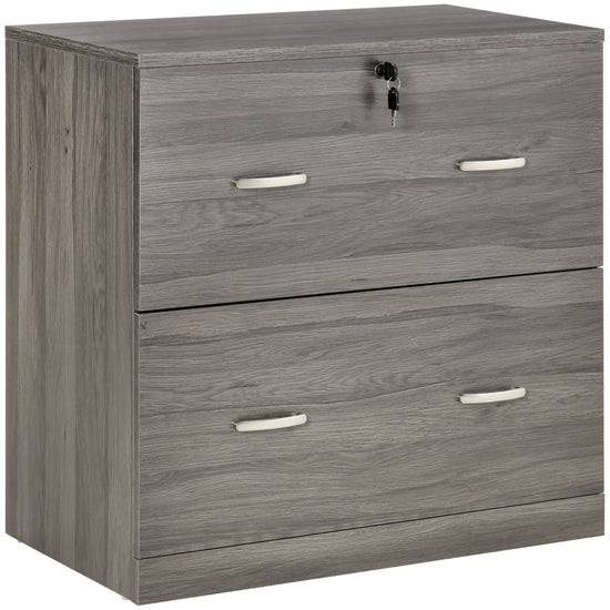 Vinsetto Secure Vertical File: 2 Locking Drawers with Hanging Rails for A4 Home Office Documents Organization, Grey | The Comfy Couch Canada