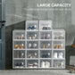 HOMCOM 18-Cube Stackable Shoe Storage Organizer Modular Shoe Cabinet for Entryway Clear and White | The Comfy Couch Canada