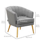 HOMCOM Elegant Living Accent: Fabric Armchair with Gold Metal Legs for Home Office, Bedroom, Grey Finish | The Comfy Couch Canada
