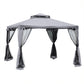 Outsunny Patio Gazebo 9.6x9.6ft Outdoor Pavilion 2 Tier Roof Canopy Steel Frame Grey | The Comfy Couch Canada