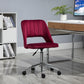 Vinsetto Velvet Office Chair Mid Back Swivel Scallop Shape Computer Desk Chair Red | The Comfy Couch Canada
