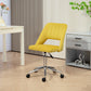 Vinsetto Mid Back Office Chair Velvet Fabric Swivel Scallop Shape Computer Desk Chair, Yellow | The Comfy Couch Canada