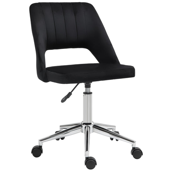 Vinsetto Mid Back Office Chair Velvet Fabric Swivel Scallop Shape Computer Desk Chair, Black | The Comfy Couch Canada