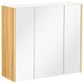 kleankin Bathroom Wall Cabinet with Mirror Medicine Cabinet 3 Doors Adjustable Storage Shelves White | The Comfy Couch Canada