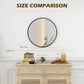 HOMCOM Sleek Round Wall Mirror: 24" Diameter Black Frame for Bedroom, Living Room & Bathroom Decor.