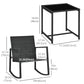 Outsunny 3 Pieces Rocking Bistro Set, Outdoor Wicker Patio Furniture with Glass Coffee Table and Outside Rocking Chairs for Porch | The Comfy Couch Canada