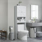HOMCOM Over The Toilet Bathroom Cabinet Modern Above Toilet Storage Barn Doors Open Shelf White | The Comfy Couch Canada