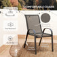 Outsunny 3 Pieces Bistro Set, Small Patio Furniture Set with Stackable Mesh Chairs, Glass Table for Garden, Balcony, Black | The Comfy Couch Canada