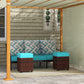 Outsunny 2 PCS Patio Wicker Ottoman Set, Square Outdoor PE Rattan Footrest with Removable Cushion for Backyard, Sky Blue | The Comfy Couch Canada