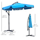 Outsunny 9FT Cantilever Patio Umbrella: Offset Design with Easy Tilt, Cross Base & 8 Ribs for Outdoor Shade, Blue | The Comfy Couch Canada