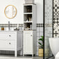 kleankin Spacious Bathroom Storage Tower: Freestanding Unit, 3 Open Shelves & Adjustable Shelf in Antique White Finish.