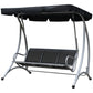 Outsunny 3-Seater Outdoor Swing Chair Bench - Adjustable Canopy, Patio Furniture for Garden, Black | The Comfy Couch Canada