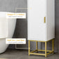 kleankin Narrow Bathroom Linen Cabinet: Adjustable Shelf, 2 Doors & Steel Base in White Compact & Functional | The Comfy Couch Canada