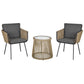 Outsunny Wicker Rattan 3 PCS Bistro Set Webbed Patio Furniture Conversation Chairs Coffee Table Metal Legs Garden Backyard Deck | The Comfy Couch Canada