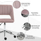 Vinsetto Mid Back Office Chair Velvet Fabric Swivel Scallop Shape Computer Desk Chair, Pink | The Comfy Couch Canada