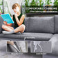 Outsunny 3 Pieces Outdoor Furniture Set, L Shaped Wicker Patio Furniture Conversation Set with Cushions, Steel Table, Grey | The Comfy Couch Canada