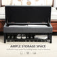 HOMCOM 44" PU Leather Tufted Ottoman Shoe Bench Storage Chest Hallway Grey | The Comfy Couch Canada