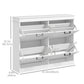 HOMCOM Space-Saving Shoe Storage Cabinet 4 Flip Drawers Adjustable Shelves for 20 Pairs Shoes White | The Comfy Couch Canada