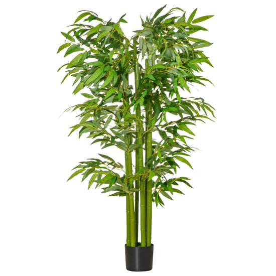 HOMCOM 5.3ft Artificial Bamboo Tree Fake Plant with Pot Indoor Home Office Living Room Decor Green | The Comfy Couch Canada