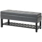 HOMCOM 44" PU Leather Tufted Ottoman Shoe Bench Storage Chest Hallway Grey | The Comfy Couch Canada