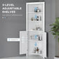 kleankin Modern Corner Bathroom Cabinet: Doors, Cupboard & 3-Tier Shelving for Space-Efficient Storage, White Elegant Unit | The Comfy Couch Canada