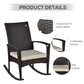Outsunny Rocking Chair Set 3pc Rattan Wicker Outdoor Patio Furniture with Side Table Comfortable Brown | The Comfy Couch Canada