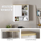 HOMCOM Bathroom Wall Cabinet, Medicine Cabinet with Fluted Panel, Curved Bathroom Cabinet with Adjustable Shelves, White | The Comfy Couch Canada
