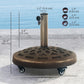 Outsunny Round Patio Umbrella Base with Wheels, 46lbs Resin Umbrella Stand Base, Heavy Duty Patio Umbrella Holder for 1.3"/1.5"/1.9" Poles for Outdoor, Lawn, Poolside, Bronze | The Comfy Couch Canada