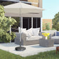Outsunny Patio Umbrella Stand 20.9" Round with Lockable Wheels 51lb Heavy Duty Base Black | The Comfy Couch Canada