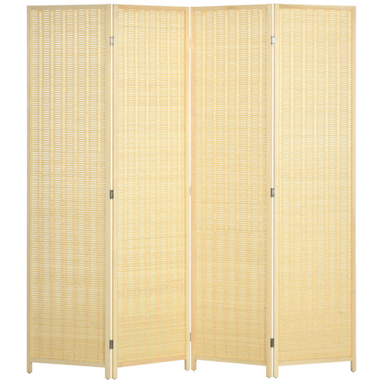 HOMCOM Woven Bamboo Room Divider: 4-Panel Folding Indoor Privacy Screens for Home Office, 71"x71"x0.6", Natural | The Comfy Couch Canada