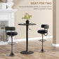 HOMCOM Adjustable Bar Table for 2, Round Pub Table with Steel Base for Home Bar, Small Dining Room, Black Marble | The Comfy Couch Canada