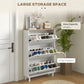 HOMCOM Narrow Shoe Storage Cabinet 3 Flip Drawers Adjustable Shelves Organizer for 24 Pairs White.