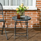 Outsunny 18" Outdoor Round Folding Table, Garden Side Table with Tempered Glass Top for Camping, Party, Weddings, Dark Grey | The Comfy Couch Canada