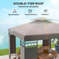 Outsunny 10 x 10 FT Canopy Gazebo, Double Roof Patio Gazebo with Screen Panels and Metal Frame for Deck, Backyard, Khaki | The Comfy Couch Canada