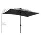 Outsunny 6x10FT Rectangular Patio Umbrella: Solar LED Lights Tilt Crank Outdoor Shade Dark Grey | The Comfy Couch Canada