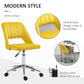 Vinsetto Mid Back Office Chair Velvet Fabric Swivel Scallop Shape Computer Desk Chair, Yellow | The Comfy Couch Canada
